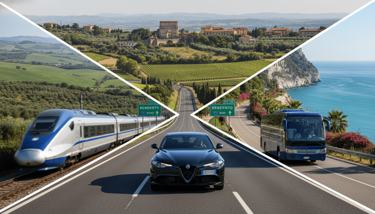 scopri come arrivare a benevento da napoli, roma e bari utilizzando treno, auto e bus. guida completa per scegliere il mezzo di trasporto migliore per il tuo viaggio.